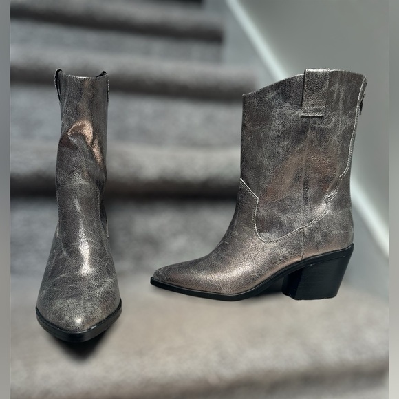 NEW Dolce Vita Imana Pointed Toe Mid-Calf Silver Cowboy Boots Women’s 6.5 - Picture 3 of 10